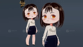 非真实感渲染办公室女性角色——Eevee与Cycles-Npr Office Lady Character-Eevee & Cycles