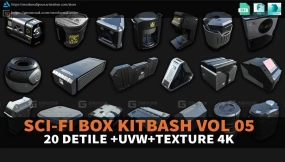Blender硬表面科幻模型模型 Mega Pack kitbash SCI-FI BOX 20 DETILS hardsurface