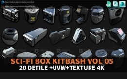 Blender硬表面科幻模型模型 Mega Pack kitbash SCI-FI BOX 20 DETILS hardsurface