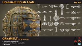 欧式装饰纹理笔刷预设 ArtStation Marketplace – UP-Ornament Brush Tools