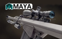 【MAYA枪械建模】游戏建模最基础的硬表面狙击步枪教学，MAYA零基础新手武器建模制作教程