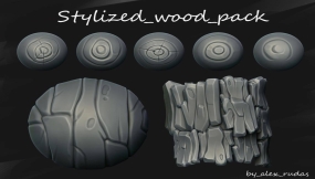 风格化卡通木头木纹笔刷 Stylized wood brushes pack