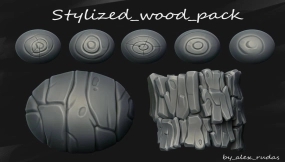 风格化卡通木头木纹笔刷 Stylized wood brushes pack