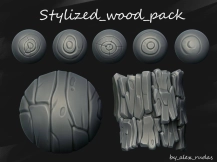 风格化卡通木头木纹笔刷 Stylized wood brushes pack
