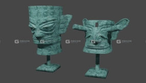 6个三星堆青铜器雕塑模型