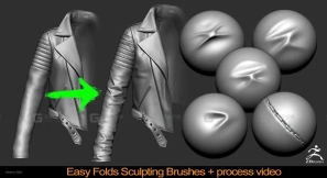 皮革布料褶皱笔刷 Easy Folds Sculpting Brushes