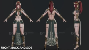 国风次世代少女人物角色模型带绑定+UE Primrose Egypt