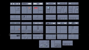 39款科幻墙壁面板素材套件 39 Sci-fi Wall Panels with Materials Kitbash