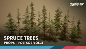 【UE】植被第四卷 - 云杉树（纳米级与低多边形）  Foliage VOL.4 - Spruce Trees (Nanite and Low Poly)