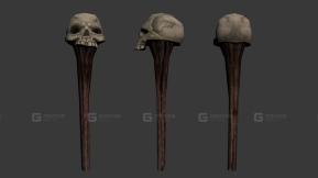 骷髅棍棒 3D模型-60 - Scull Club 3D model-60