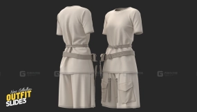 6套裙子短袖工装赛博朋克女性 6 fimale's outfit