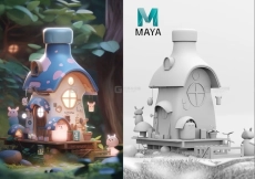 【Maya 案例】maya制作蘑菇小屋的案例教程，从建模到渲染以及如何布线卡线小技巧，全流程制作；新手必看教程！！
