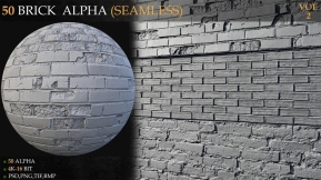 50个无缝砖块墙壁地面Alphab笔刷 50 Brick Alpha (seamless)-VOL 2