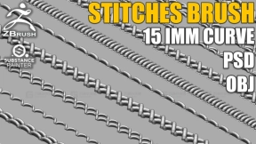 15款ZBrush专用IMM格式缝线布料缝纫针脚笔刷