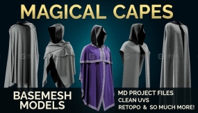 18款魔法斗篷基础网格模型 VOL 01 - 18 Capes Basemesh Models VOL 01