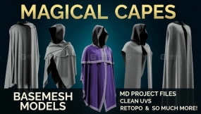 18款魔法斗篷基础网格模型 VOL 01 - 18 Capes Basemesh Models VOL 01