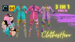 波普浮夸华丽风格女装衬衫裤子