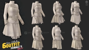 6套女士皮布上衣裙子套装