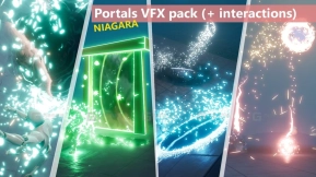 【UE】传送门视觉特效包（含交互功能）  Portals VFX pack (+ interactions)
