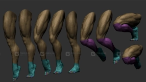 9个男性腿部肌肉结构pose姿势模型 Male Leg Poses 3D Model