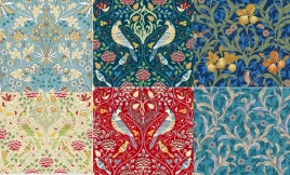 威廉莫里斯风格复古植物花卉矢量图案