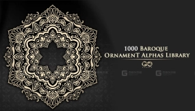 巴洛克欧式装饰花纹合集Alpha贴图 1000 Baroque Ornament Alphas Library