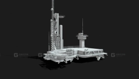 未来宇宙飞船发射台 futuristic spaceship launch pad