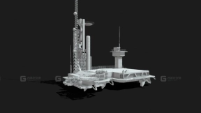 未来宇宙飞船发射台 futuristic spaceship launch pad