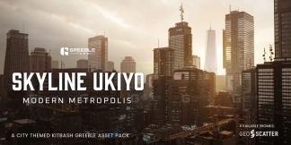 城市建筑天际线现代楼房模型包 Skyline Ukiyo Modern Metropolis - Modern Cities Kitbash Greeble Assets
