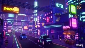 【UE】风格化赛博朋克城市  Stylized Lowpoly Cyberpunk City