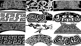 中国古代传统春秋战国青铜器纹样拓片矢量素材