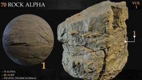 70个石头岩石地面墙壁裂纹缝隙alpha笔刷 70 Rock Alpha-VOL 1