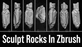 ZBrush岩石雕刻3D模型专项视频教程+配套石头ZB专属雕刻笔刷