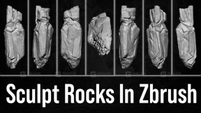 ZBrush岩石雕刻3D模型专项视频教程+配套石头ZB专属雕刻笔刷