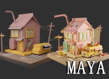 【MAYA 案例】maya制作Q版卡通房子;新手练习的案例教程；模型的规范性以及操作性