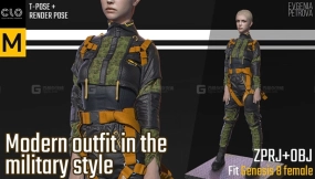 连体迷彩服战斗服工装赛博朋克衣服模型