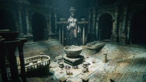 古老水下遗迹雕像 水下世界 Ancient underwater ruin statue underwater world