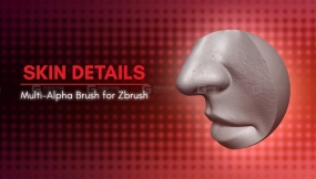 31个人体皮肤细节皱纹毛孔指纹zbrush笔刷