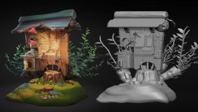 【MAYA+ZBrush木牌制作】很多新手还不会雕刻木头的看过来，木头石头树木的雕刻技巧讲解