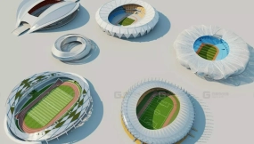 现代足球场独特屋顶包 - Modern Soccer Stadium Unique Roofs Pack