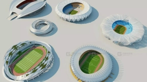 现代足球场独特屋顶包 - Modern Soccer Stadium Unique Roofs Pack