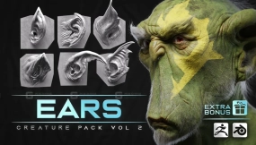44款高细节生物耳朵模型 VDM ZBrush Blender 附赠内容 44 Ear – High Detailed Ears For Creatures – VDM Zbursh, Blender +BONUS
