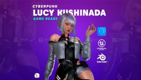 【UE】赛博朋克女性卡通人物露西边缘行者 Lucy Cyberpunk Edgerunner 3D Model – Game Ready UE5