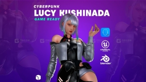 【UE】赛博朋克女性卡通人物露西边缘行者 Lucy Cyberpunk Edgerunner 3D Model – Game Ready UE5