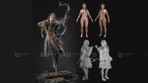 奇幻女性弓箭手绑定角色-Fantasy Female Archer Character Rigged