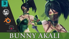【UE】兔耳阿卡丽  Bunny Akali – Game Ready