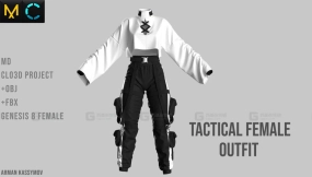 战术女性服装模型 Tactical Female Outfit Marvelous Designer project + .obj