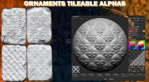 31个无缝装饰岩石墙壁花纹笔刷alpha贴图