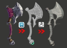 【MAYA 案例】游戏建模斧头制作，布线卡线以及基础高模雕刻；0基础也可以学习的教程