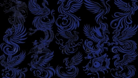 古典复古中国风青花瓷凤凰神鸟花纹样装饰图案AI矢量PNG素材